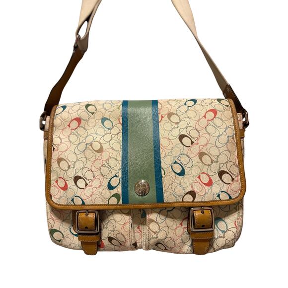 Coach Heritage Signature Messenger Shoulder Bag  F70287 SEE ALL PHOTOS - Picture 1 of 16